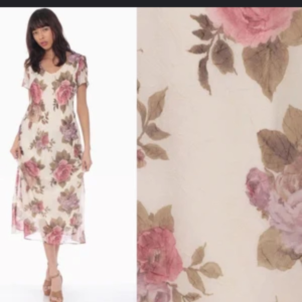 SL Fashions Pink and Cream Floral Maxi Dress